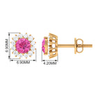 2 CT Pink Sapphire and Diamond Classic Halo Stud Earrings Pink Sapphire - ( AAA ) - Quality - Rosec Jewels
