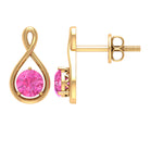Pink Sapphire Solitaire Infinity Stud Earrings Pink Sapphire - ( AAA ) - Quality - Rosec Jewels