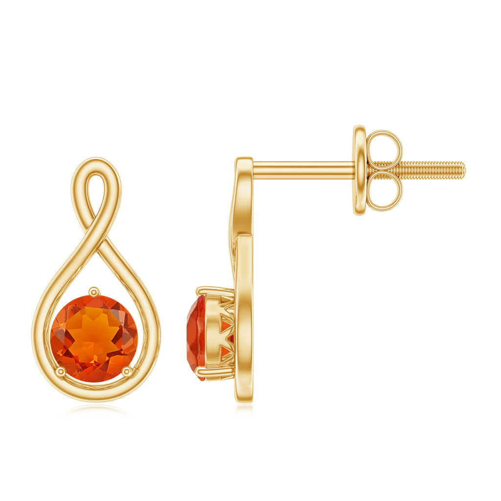 Round Cut Solitaire Fire Opal Infinity Stud Earrings Fire Opal - ( AAA ) - Quality - Rosec Jewels
