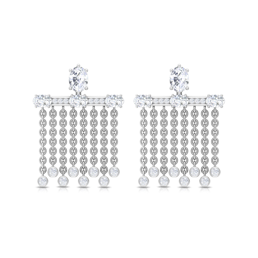 1.25 CT Cubic Zirconia Bridal Chandelier Waterfall Earrings Zircon - ( AAAA ) - Quality - Rosec Jewels