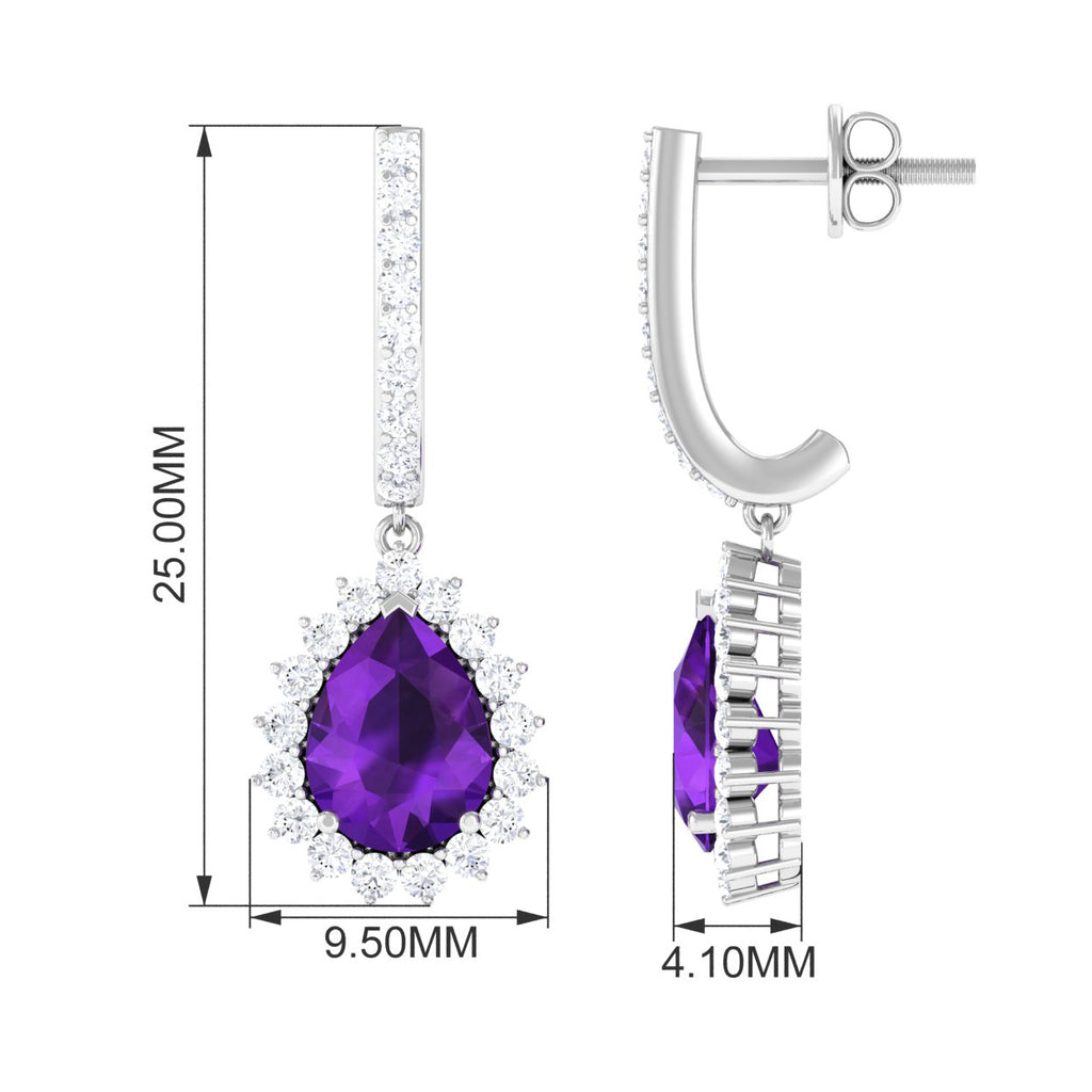 3.25 CT Amethyst and Moissanite Bridal Teardrop Earrings Amethyst - ( AAA ) - Quality - Rosec Jewels