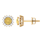 Classic Citrine and Diamond Halo Stud Earrings Citrine - ( AAA ) - Quality - Rosec Jewels