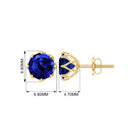 2 CT Created Blue Sapphire Solitaire Stud Earrings in Decorating Prong Lab Created Blue Sapphire - ( AAAA ) - Quality - Rosec Jewels