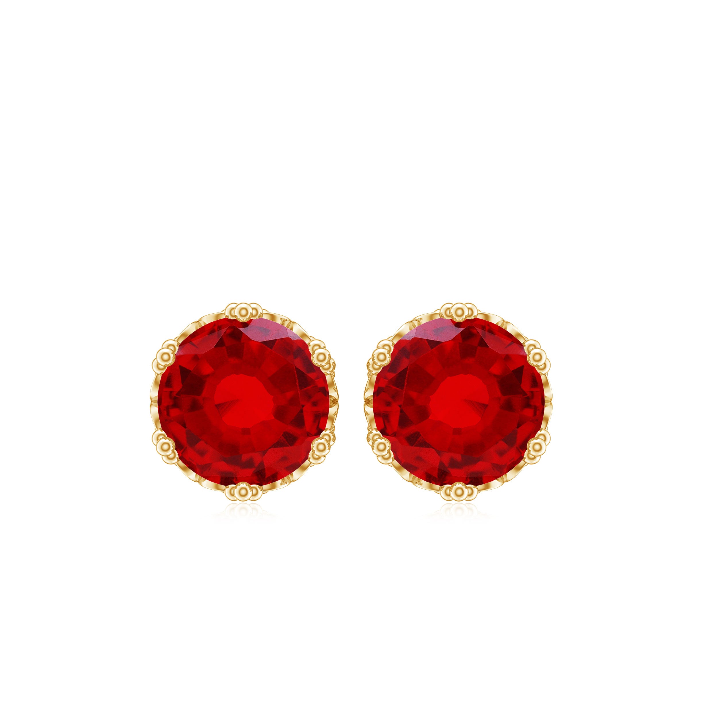 2 CT Lab Created Ruby Solitaire Stud Earring in Crown Setting Lab Created Ruby - ( AAAA ) - Quality - Rosec Jewels