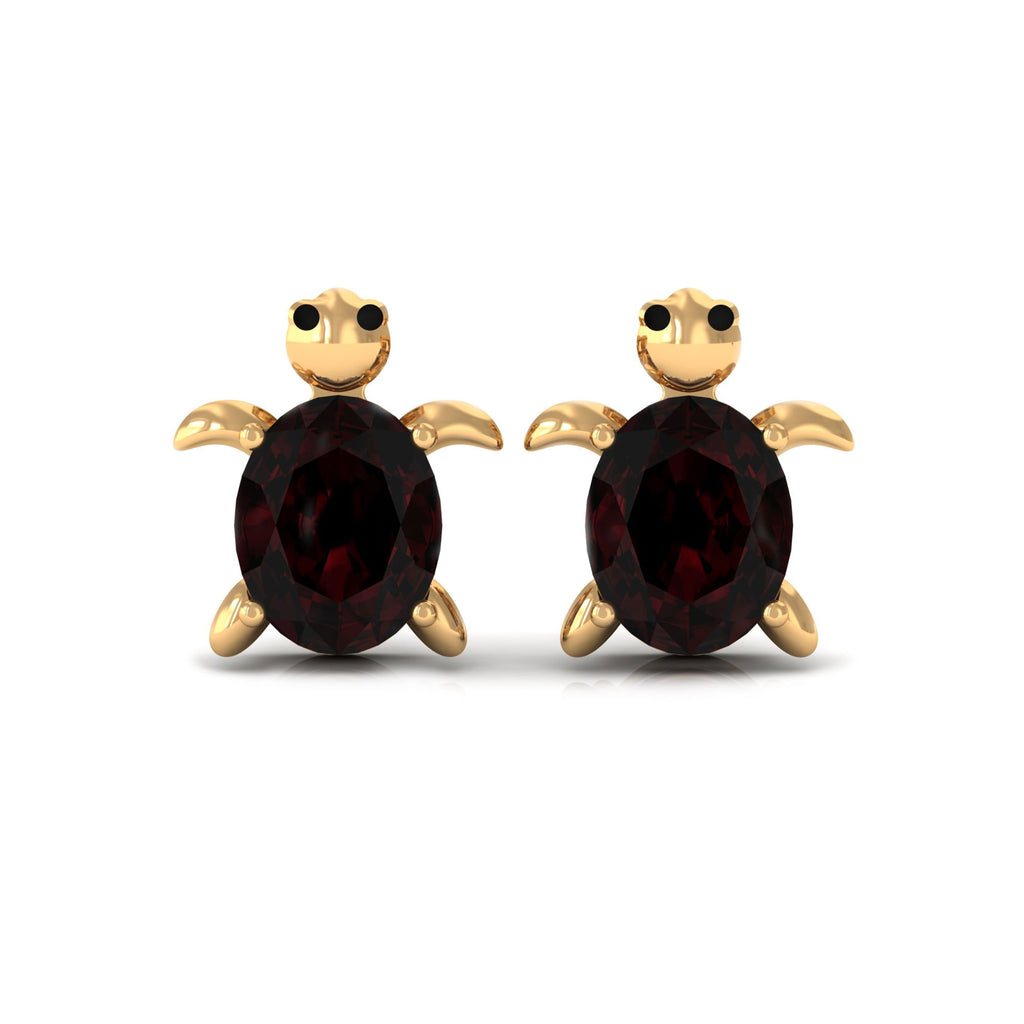 4X5 MM Oval Cut Garnet Solitaire Turtle Stud Earrings in 4 Prong Setting Garnet - ( AAA ) - Quality - Rosec Jewels