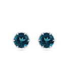 1.5 CT London Blue Topaz Solitaire Stud Earrings with Diamond Accent London Blue Topaz - ( AAA ) - Quality - Rosec Jewels