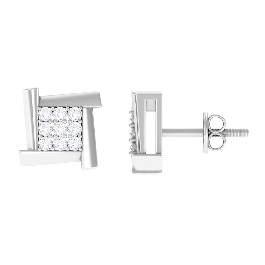 1/2 CT Natural Diamond Square Stud Earrings Diamond - ( HI-SI ) - Color and Clarity - Rosec Jewels