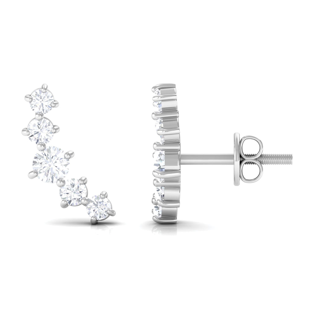 1/2 CT Minimal Diamond Climber and Crawler Earrings Diamond - ( HI-SI ) - Color and Clarity - Rosec Jewels
