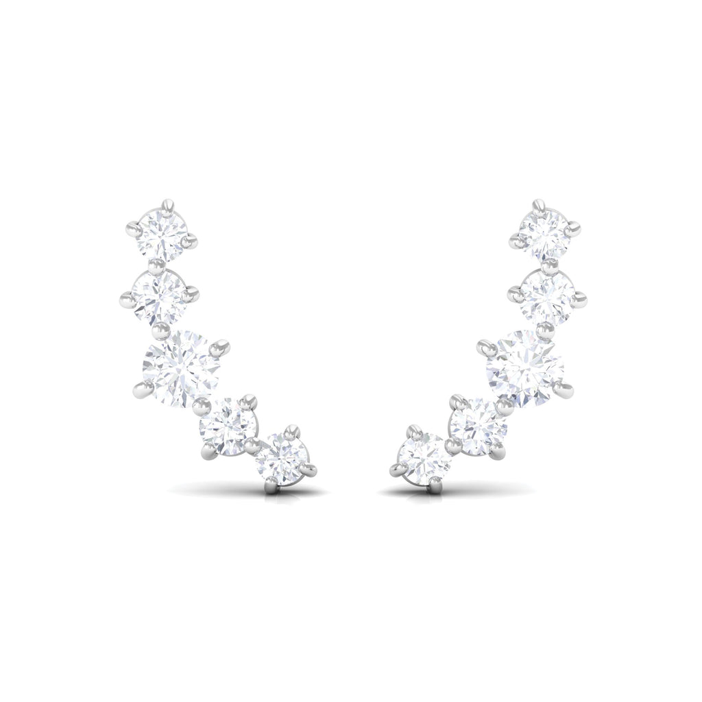 1/2 CT Minimal Diamond Climber and Crawler Earrings Diamond - ( HI-SI ) - Color and Clarity - Rosec Jewels