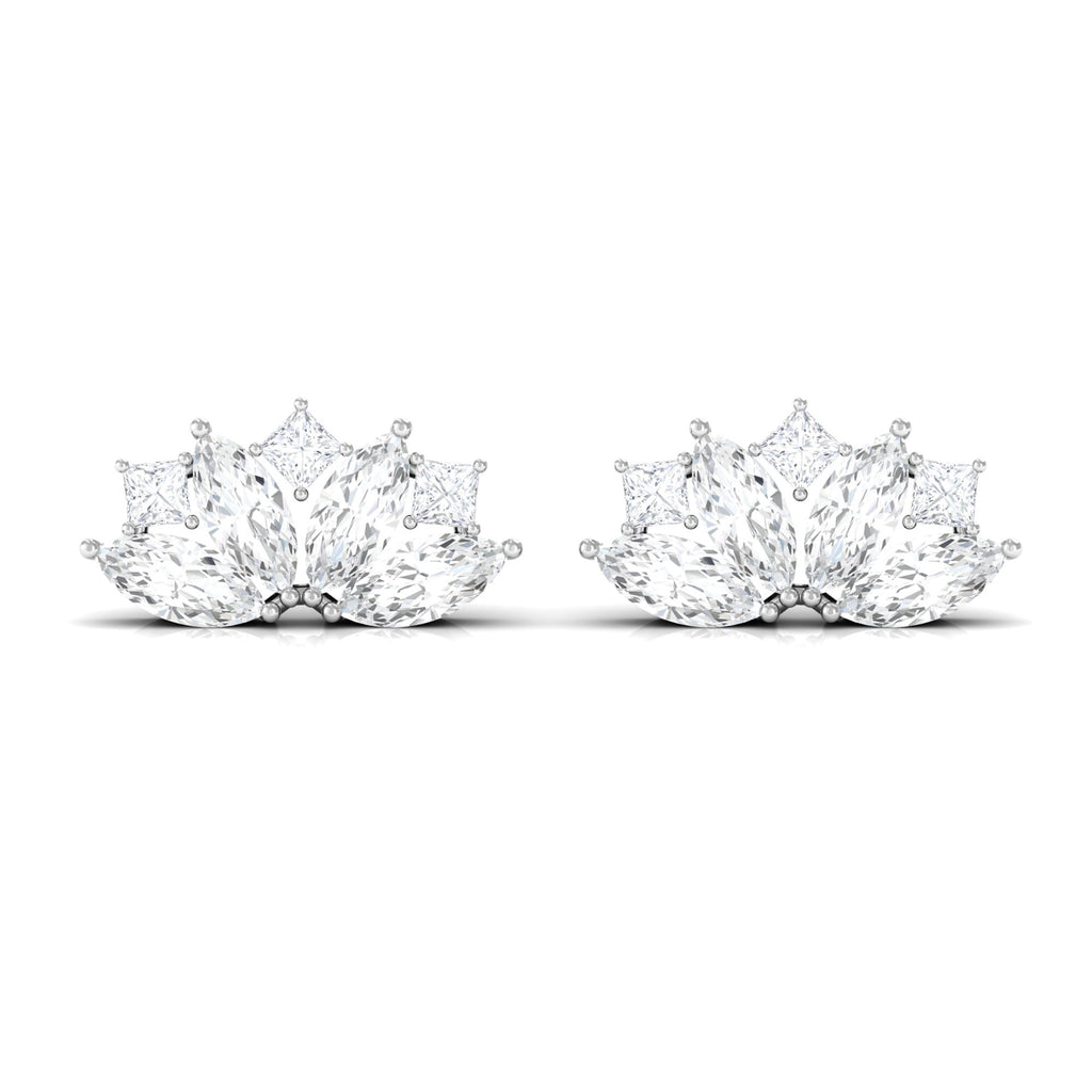 1 CT Marquise and Princess Cut Diamond Stud Earrings Diamond - ( HI-SI ) - Color and Clarity - Rosec Jewels