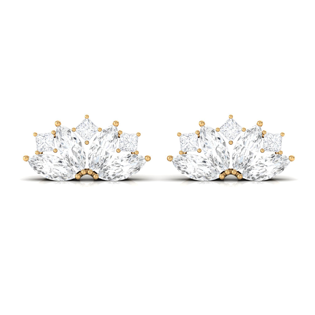 1 CT Marquise and Princess Cut Diamond Stud Earrings Diamond - ( HI-SI ) - Color and Clarity - Rosec Jewels