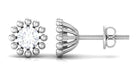 Beaded Diamond Solitaire Stud Earrings for Women Diamond - ( HI-SI ) - Color and Clarity - Rosec Jewels