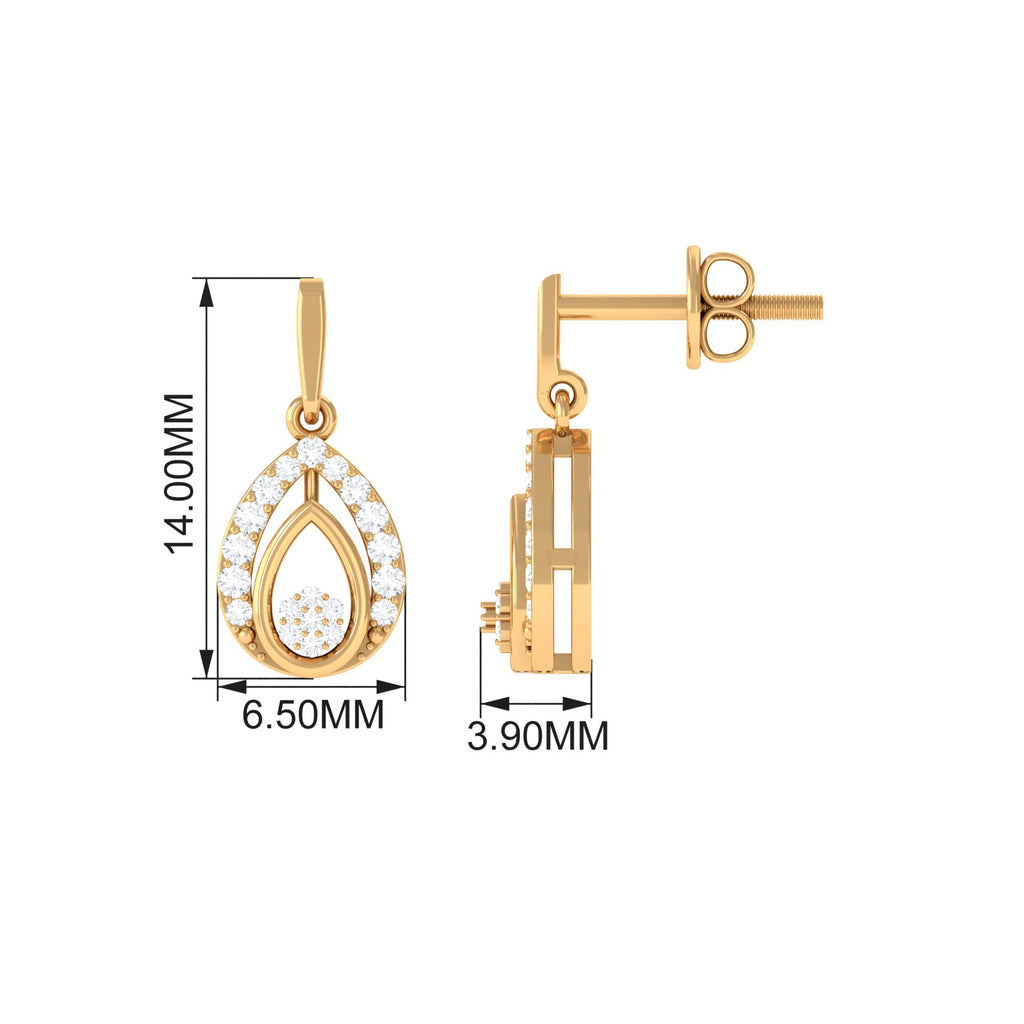 Classic Drop Earrings for Women with Diamond Diamond - ( HI-SI ) - Color and Clarity - Rosec Jewels