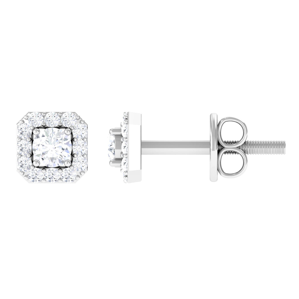 1/4 CT Solitaire Diamond Stud Earrings with Halo Diamond - ( HI-SI ) - Color and Clarity - Rosec Jewels