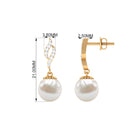 8.25 CT Freshwater Pearl Drop Earrings with Diamond Accents Freshwater Pearl - ( AAA ) - Quality - Rosec Jewels