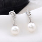 8.25 CT Freshwater Pearl Drop Earrings with Diamond Accents Freshwater Pearl - ( AAA ) - Quality - Rosec Jewels