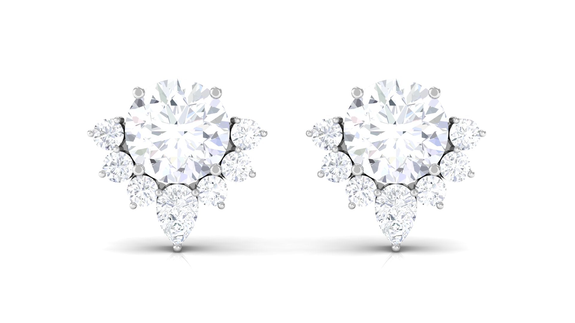1.50 CT Certified Moissanite Classic Stud Earrings with Half Halo Moissanite - ( D-VS1 ) - Color and Clarity - Rosec Jewels