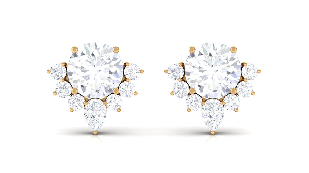 1.50 CT Certified Moissanite Classic Stud Earrings with Half Halo Moissanite - ( D-VS1 ) - Color and Clarity - Rosec Jewels