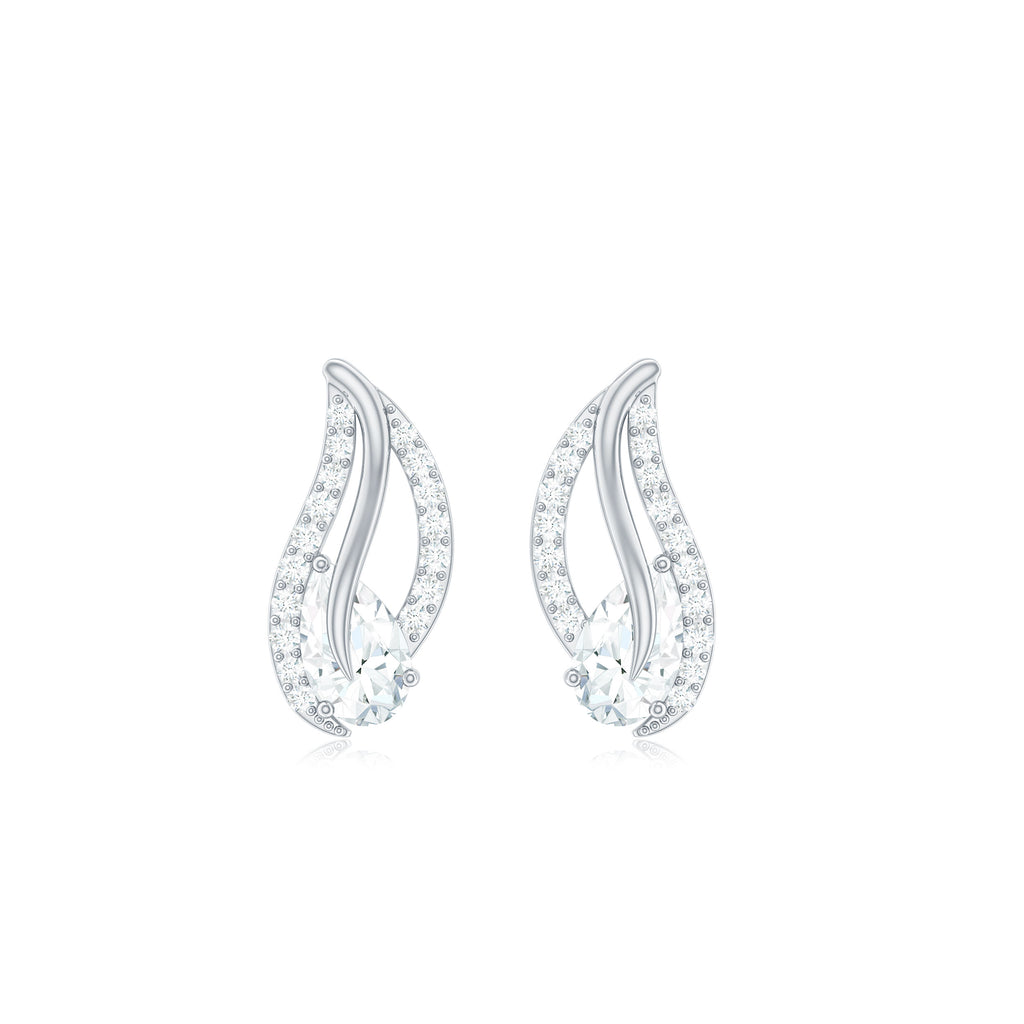 0.50 CT Certified Moissanite Leaf Stud Earrings Moissanite - ( D-VS1 ) - Color and Clarity - Rosec Jewels