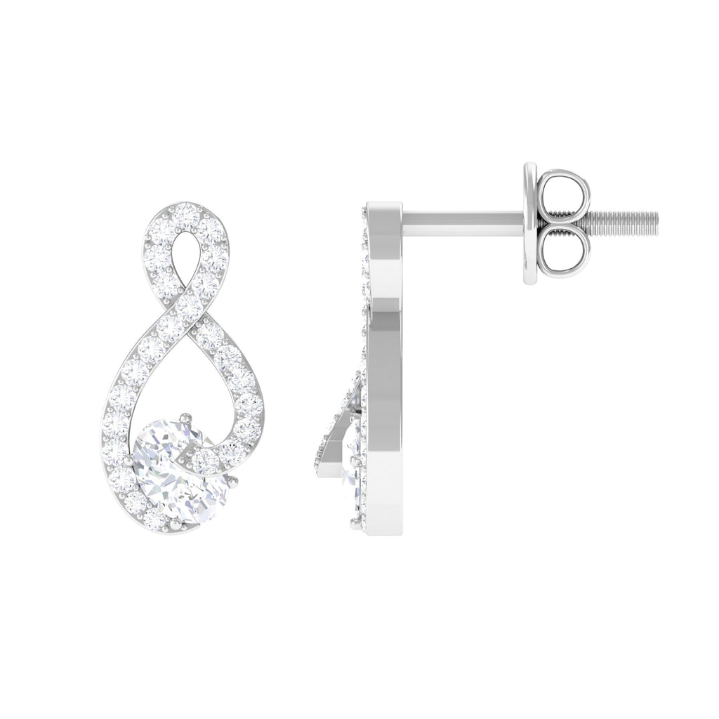 Moissanite Infinity Stud Earrings in Prong Setting Moissanite - ( D-VS1 ) - Color and Clarity - Rosec Jewels