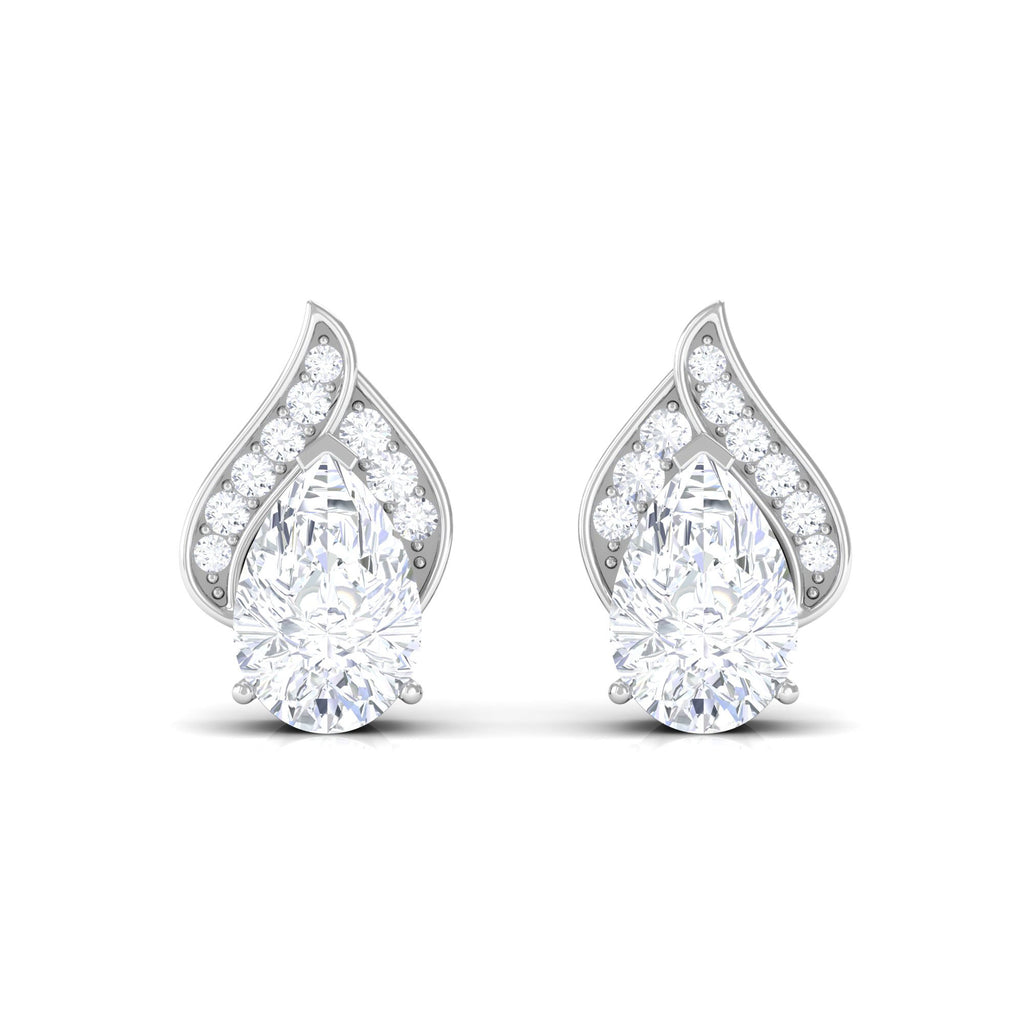 1.25 CT Pear Shape Moissanite Classic Stud Earrings in Gold Moissanite - ( D-VS1 ) - Color and Clarity - Rosec Jewels