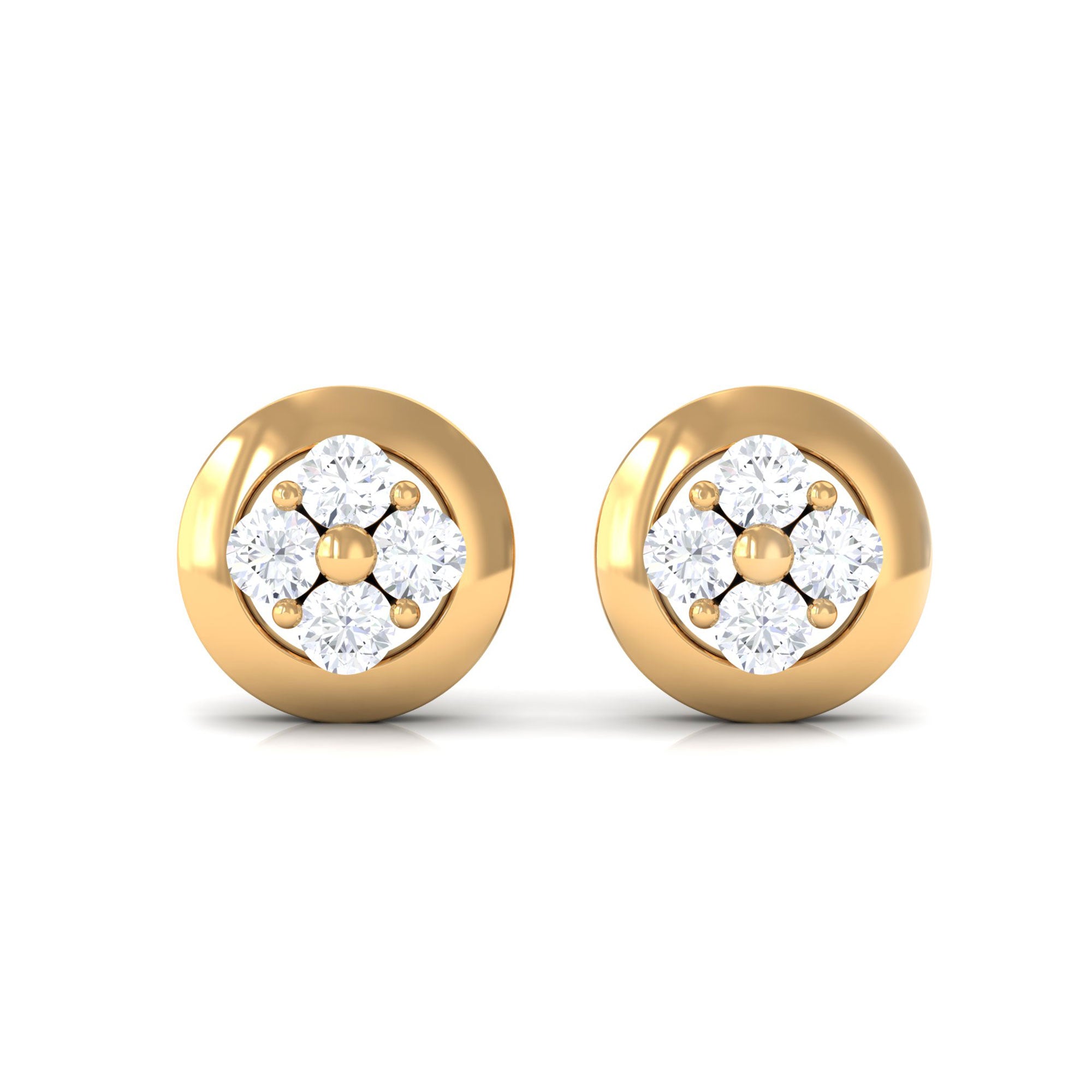 1/2 CT Real Diamond Cluster Stud Earrings in Gold Diamond - ( HI-SI ) - Color and Clarity - Rosec Jewels