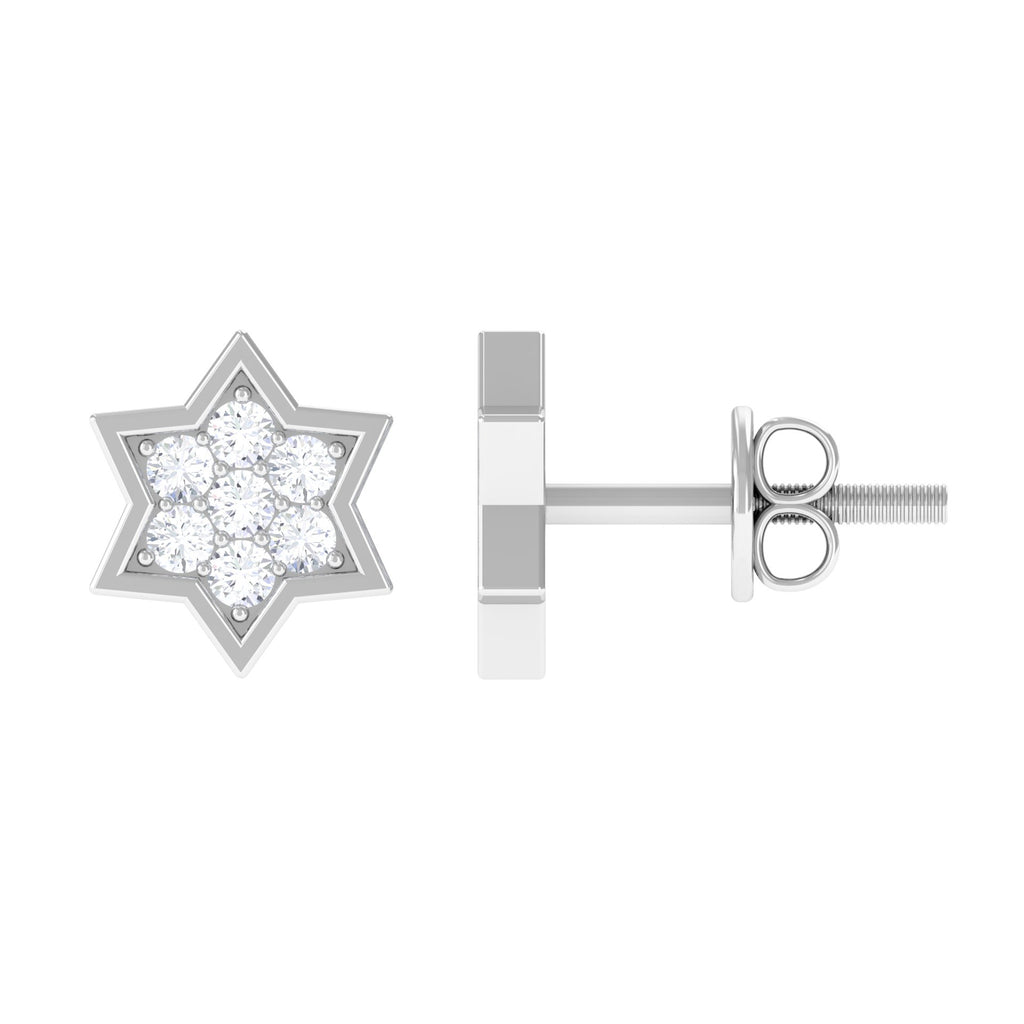 1/4 CT Round Cut Genuine Diamond Gold Star Stud Earrings Diamond - ( HI-SI ) - Color and Clarity - Rosec Jewels