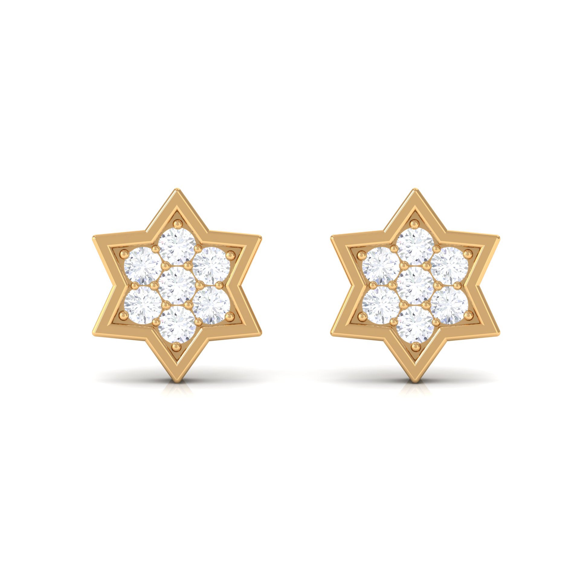 1/4 CT Round Cut Genuine Diamond Gold Star Stud Earrings Diamond - ( HI-SI ) - Color and Clarity - Rosec Jewels