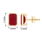 Solitaire Ruby July Birthstone Stud Earrings Ruby - ( AAA ) - Quality - Rosec Jewels