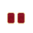 Solitaire Ruby July Birthstone Stud Earrings Ruby - ( AAA ) - Quality - Rosec Jewels