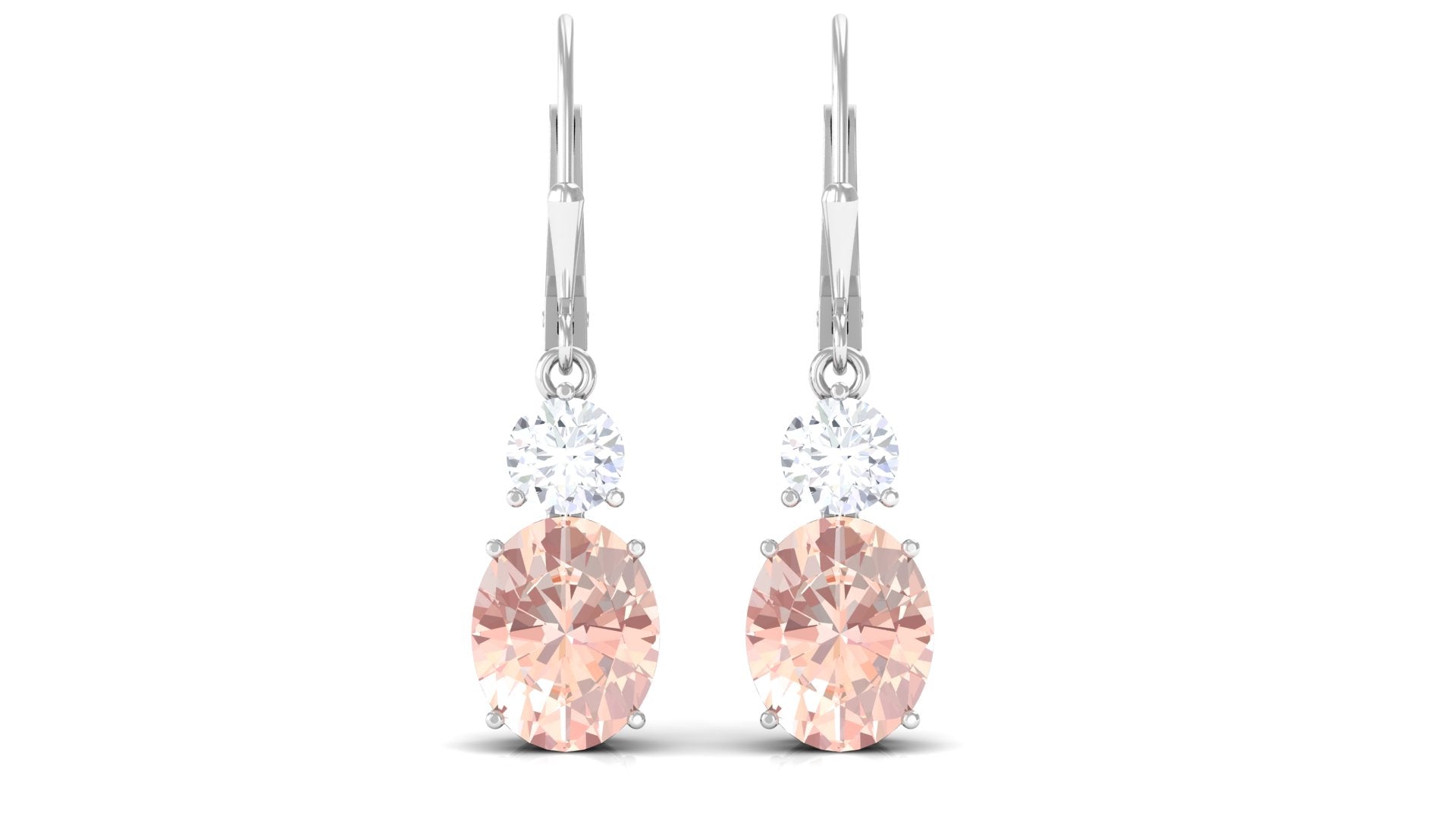 Certified Natural Morganite Drop Leave Back Earrings Morganite - ( AAA ) - Quality - Rosec Jewels