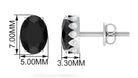 Oval Shape Black Onyx Solitaire Stud Earrings Black Onyx - ( AAA ) - Quality - Rosec Jewels