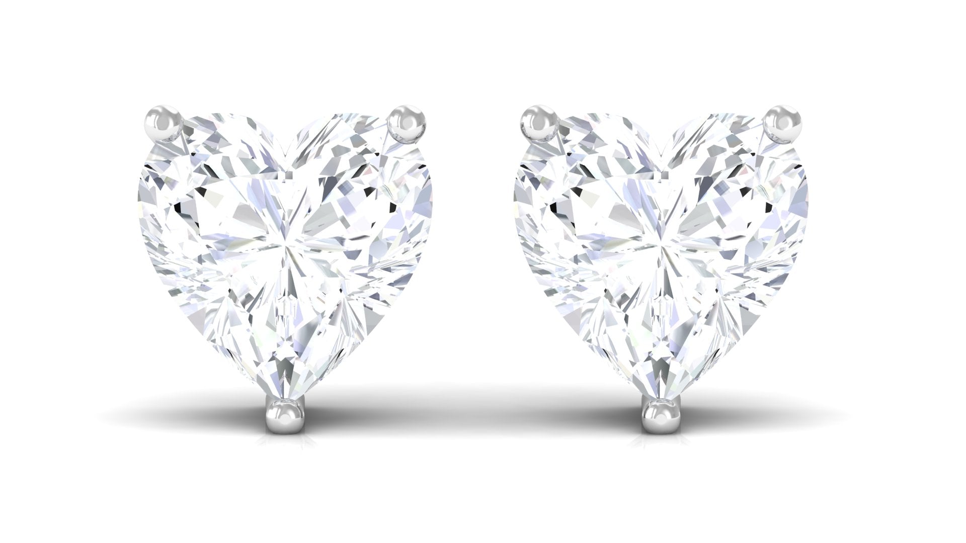 Heart Shape Moissanite Solitaire Stud Earrings Moissanite - ( D-VS1 ) - Color and Clarity - Rosec Jewels