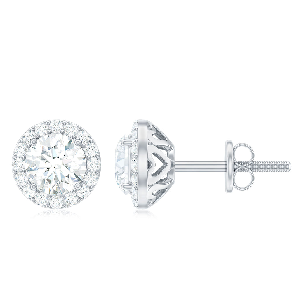 1.5 CT Moissanite Halo Stud Earrings Moissanite - ( D-VS1 ) - Color and Clarity - Rosec Jewels