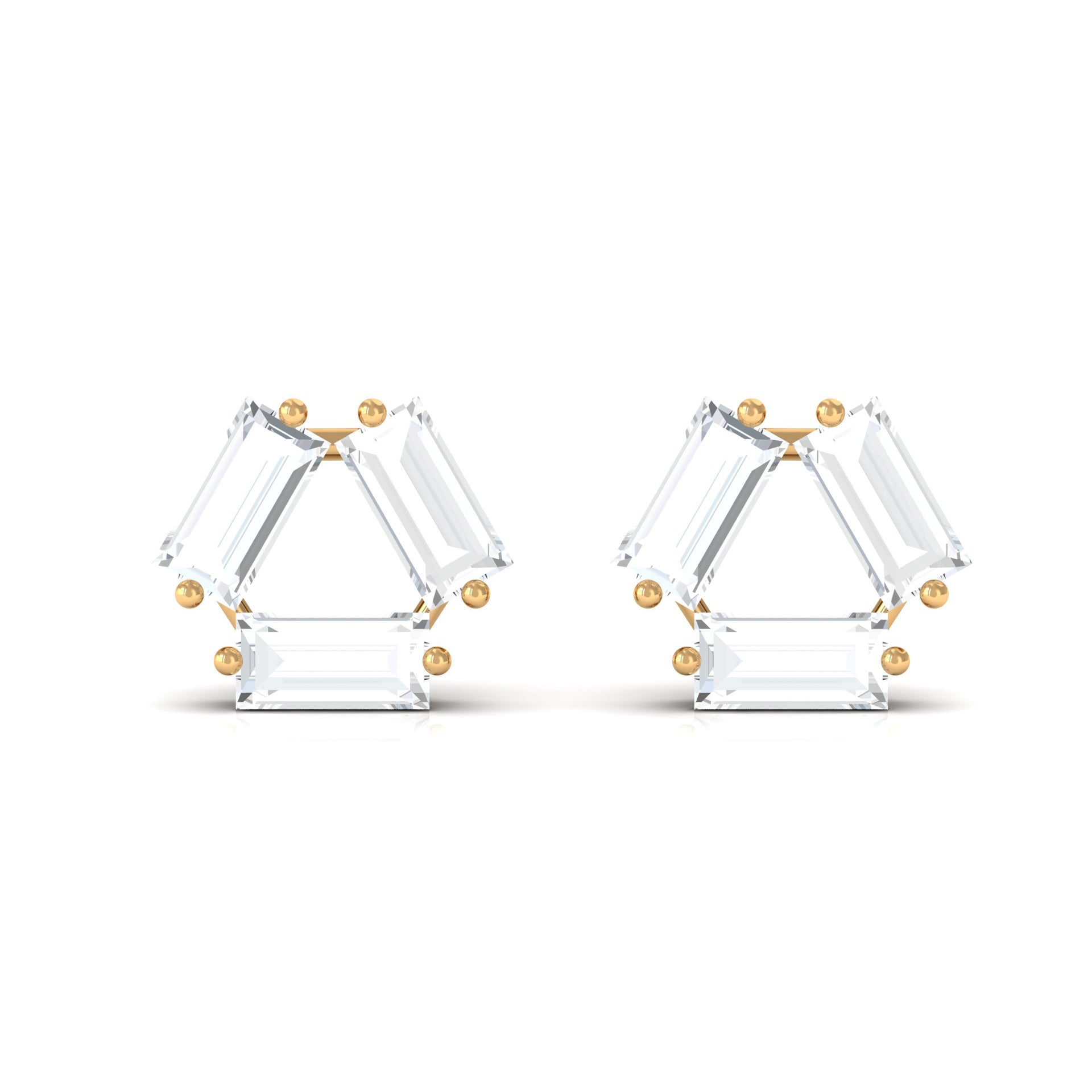 3/4 CT Baguette Cut Moissanite Three Stone Stud Earrings Moissanite - ( D-VS1 ) - Color and Clarity - Rosec Jewels