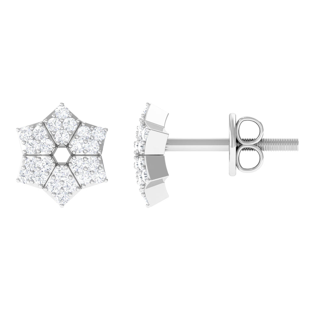 1/4 CT Round Diamond Classic Flower Stud Earrings Diamond - ( HI-SI ) - Color and Clarity - Rosec Jewels