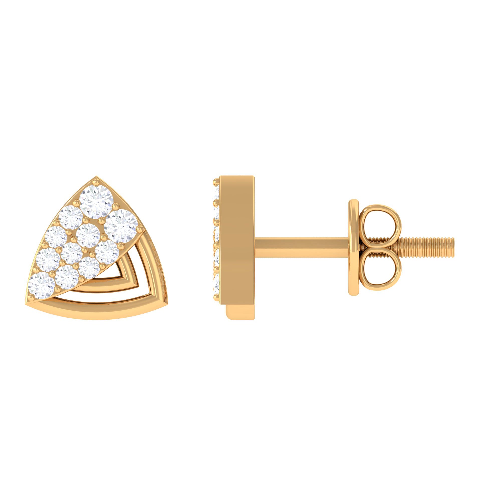 1/4 CT Round Diamond Gold Triangle Contemporary Stud Earrings Diamond - ( HI-SI ) - Color and Clarity - Rosec Jewels