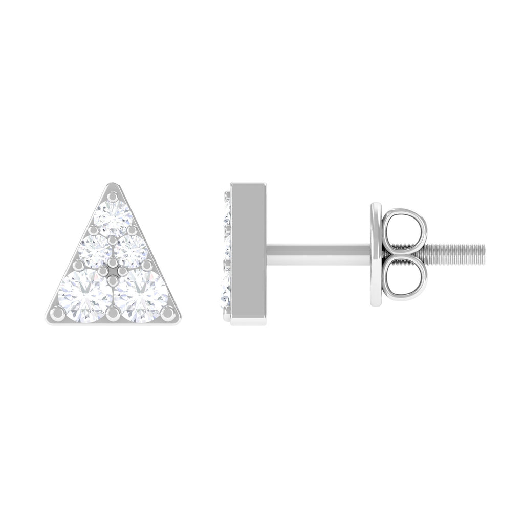 1/4 CT Natural Diamond Triangle Stud Earrings in Gold Diamond - ( HI-SI ) - Color and Clarity - Rosec Jewels