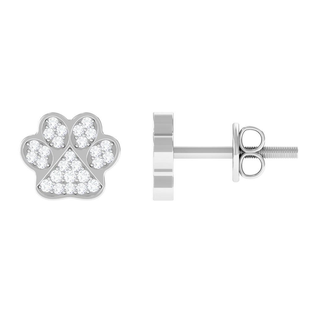 1/4 CT Real Diamond Cute Paw Stud Earrings in Gold Diamond - ( HI-SI ) - Color and Clarity - Rosec Jewels