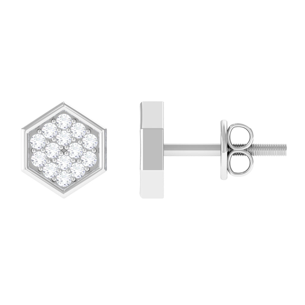 1/4 CT Simple Diamond Gold Hexagon Stud Earrings Diamond - ( HI-SI ) - Color and Clarity - Rosec Jewels