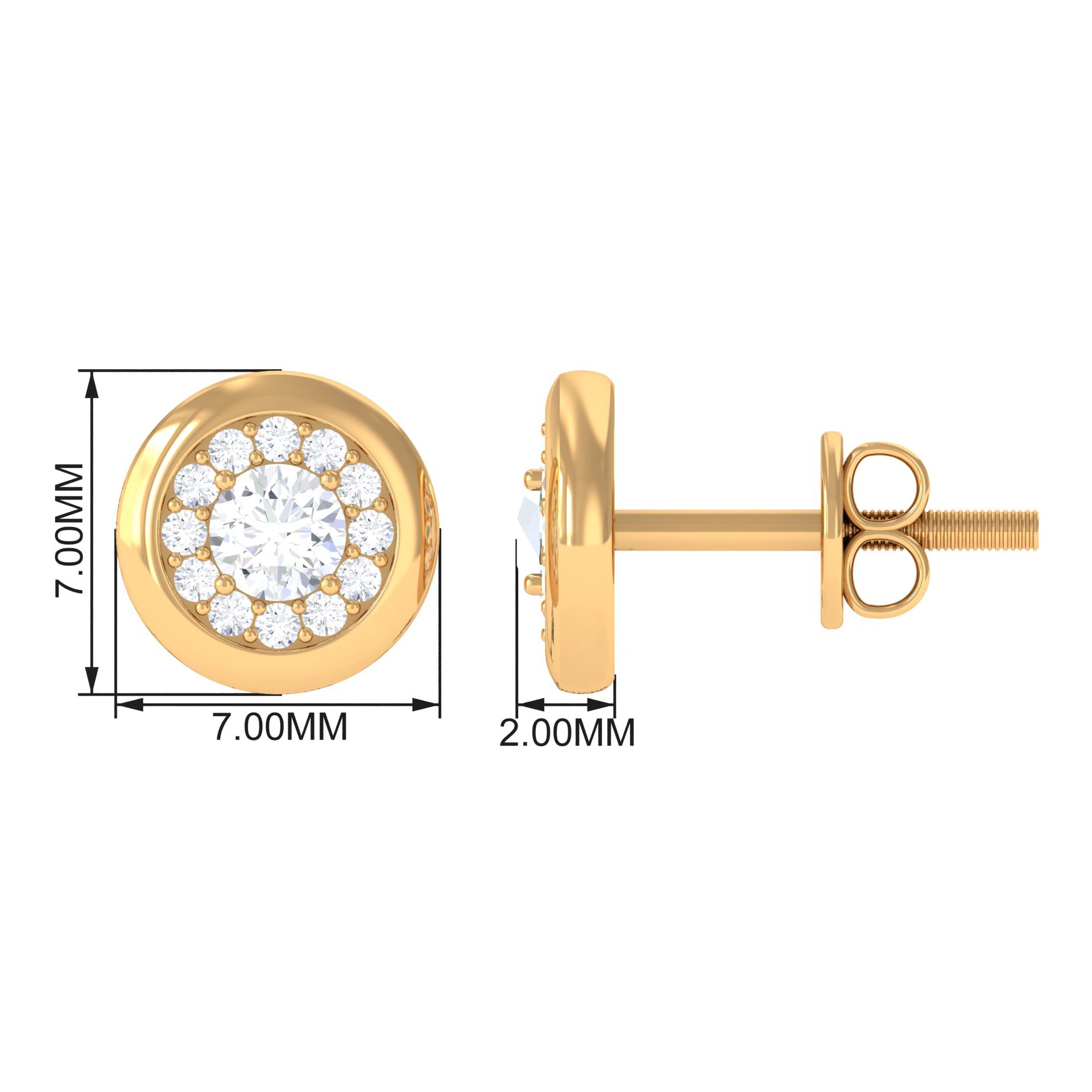 1/2 CT Simple Diamond Round Stud Earrings in Gold Diamond - ( HI-SI ) - Color and Clarity - Rosec Jewels