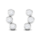 1/2 CT Bezel Set Round Moissanite Three Stone Stud Earrings Moissanite - ( D-VS1 ) - Color and Clarity - Rosec Jewels
