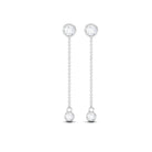 1 CT Bezel Set Round Moissanite Dangle Chain Earrings Moissanite - ( D-VS1 ) - Color and Clarity - Rosec Jewels