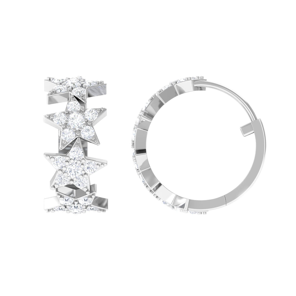 1.75 CT Round Moissanite Star Hinged Hoop Earrings Moissanite - ( D-VS1 ) - Color and Clarity - Rosec Jewels