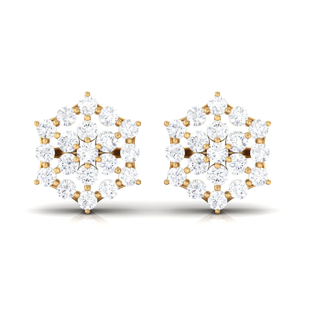 1.25 CT Round Moissanite Cluster Statement Stud Earrings Moissanite - ( D-VS1 ) - Color and Clarity - Rosec Jewels