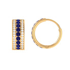 1.50 CT Created Blue Sapphire and Diamond Wide Hoop Drop Earrings Lab Created Blue Sapphire - ( AAAA ) - Quality - Rosec Jewels