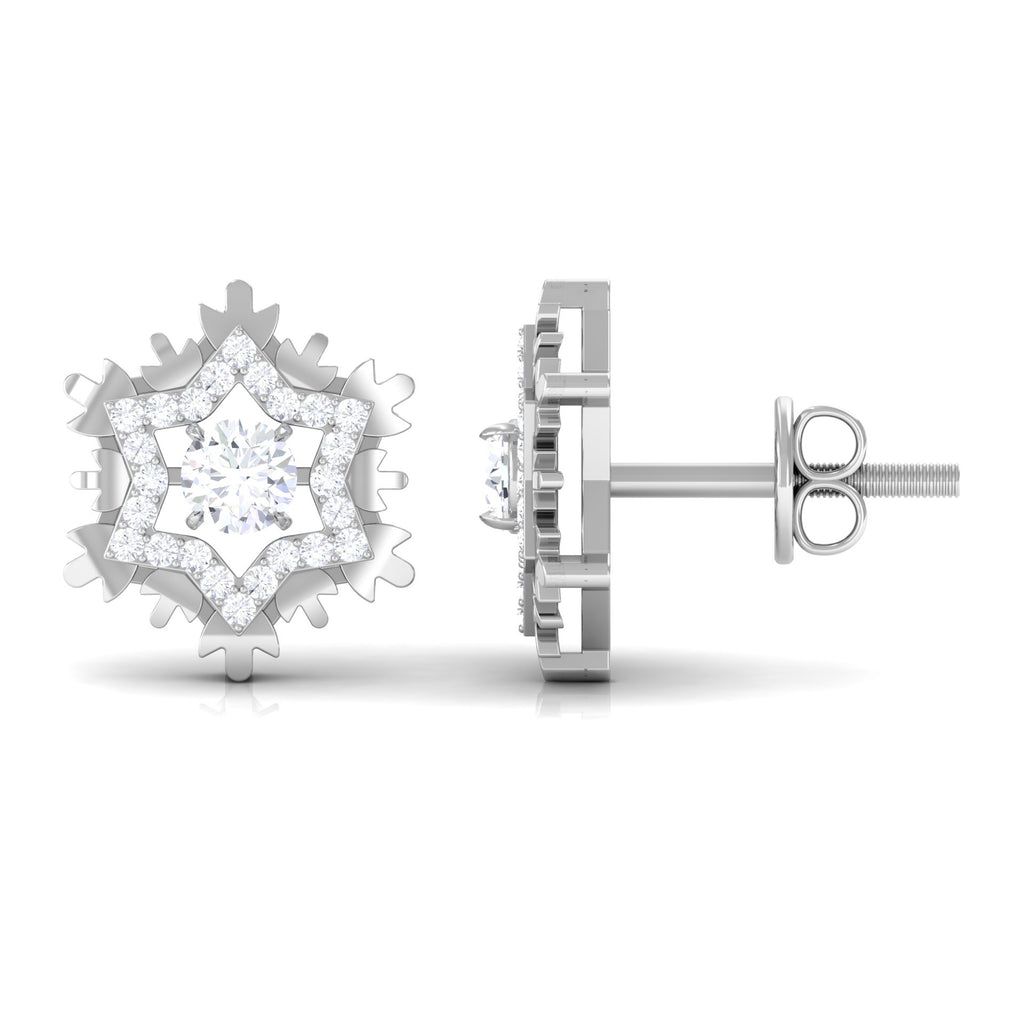 1/4 CT Certified Moissanite Gold Snowflake Stud Earrings Moissanite - ( D-VS1 ) - Color and Clarity - Rosec Jewels