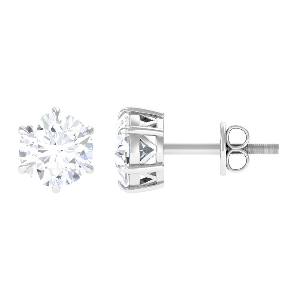 2 CT Claw Set Round Cut Solitaire Moissanite Stud Earrings Moissanite - ( D-VS1 ) - Color and Clarity - Rosec Jewels