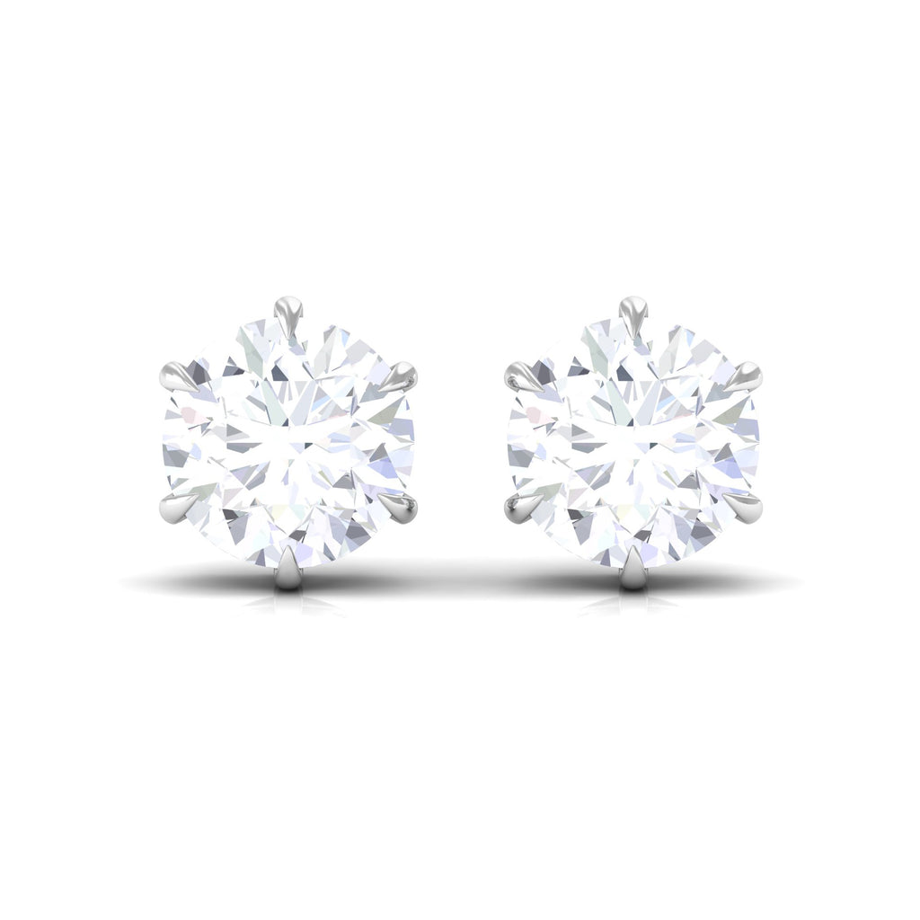 2 CT Claw Set Round Cut Solitaire Moissanite Stud Earrings Moissanite - ( D-VS1 ) - Color and Clarity - Rosec Jewels