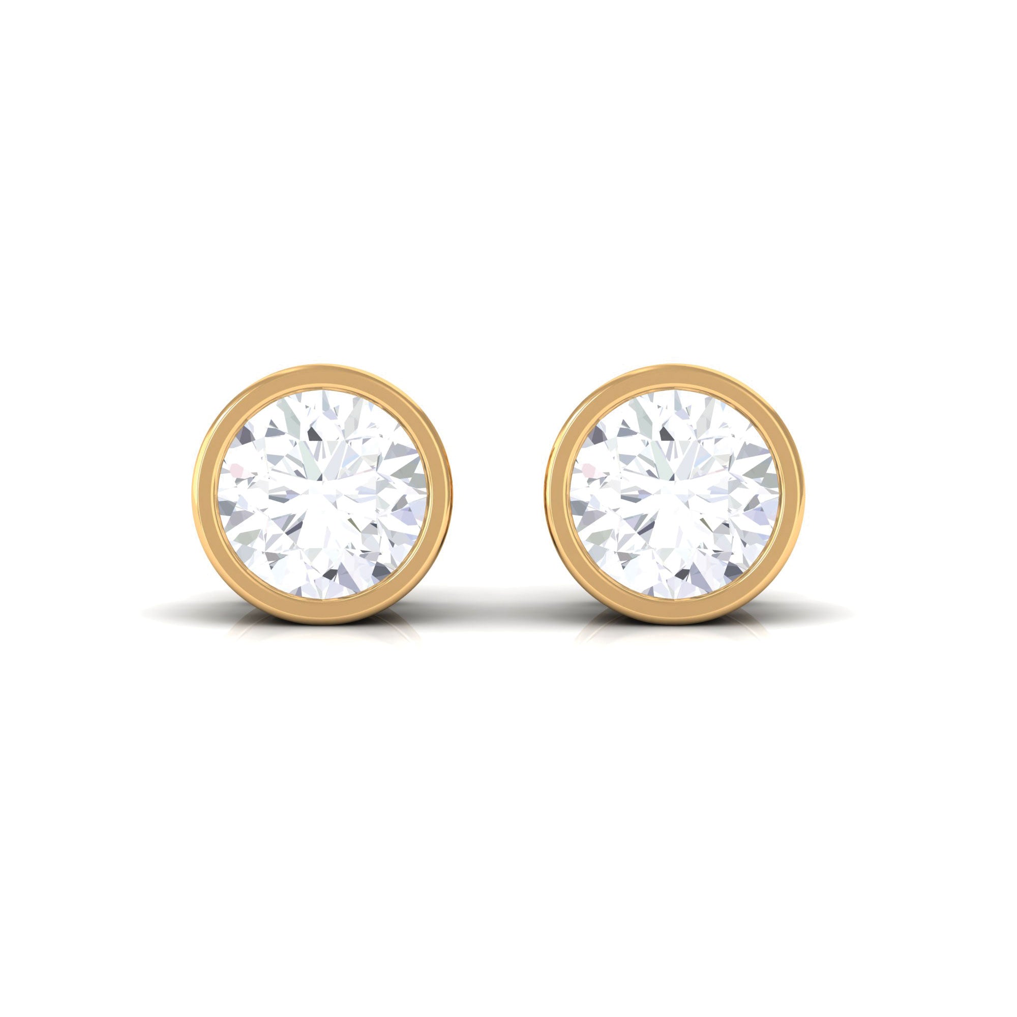 0.75 CT Bezel Set Round Cut Solitaire Moissanite Stud Earrings Moissanite - ( D-VS1 ) - Color and Clarity - Rosec Jewels
